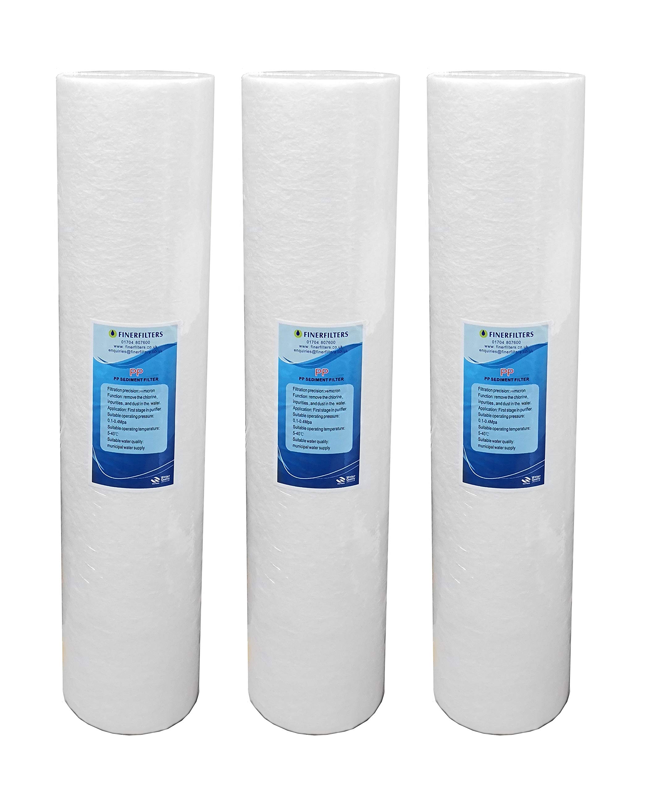Finerfilters 20" x 4.5" Jumbo Sediment Filter 20 Micron Spun Polypropylene (3)