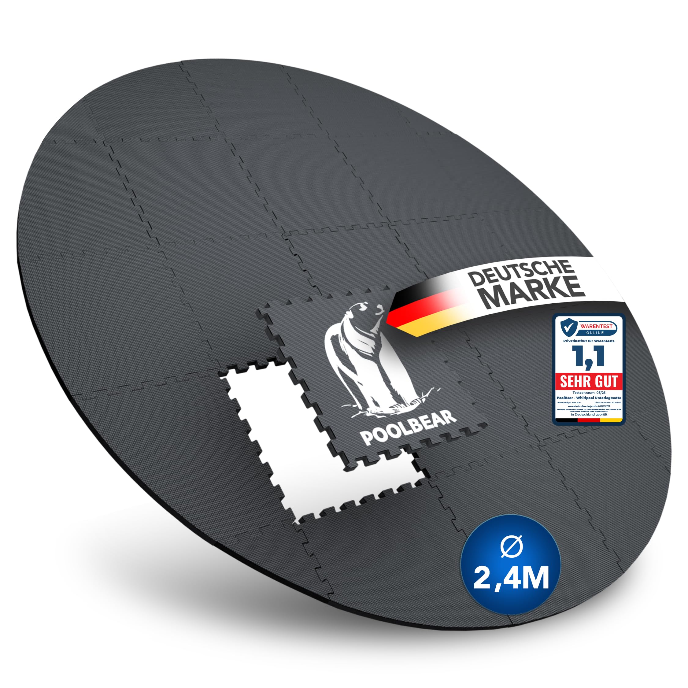 PoolBear | Whirlpool Unterlage rund 240cm | Bodenschutzmatte für Outdoor Whirlpools | Whirlpoolmatte Poolunterlage Pool Untergrund Bodenschutz schwarz