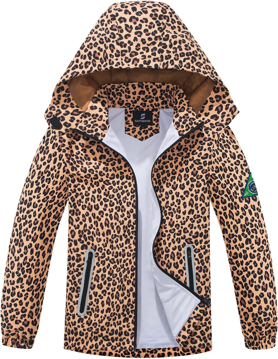 Kids Rain Jacket Waterproof Raincoat Mesh Lined Coat with Removable Hood for Boys Girls