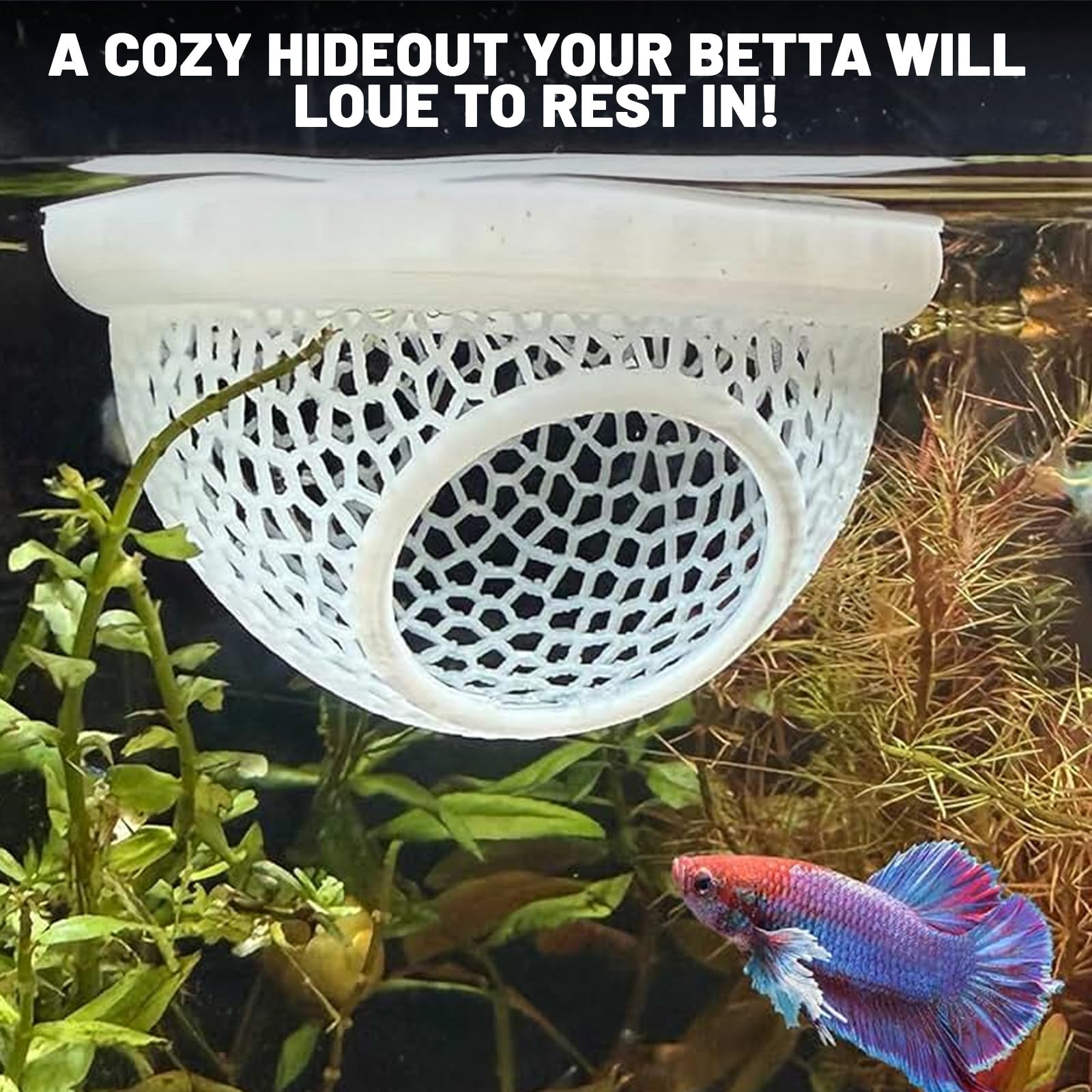 Pieles flotantes de peces Betta para acuario, adecuadas para luchar contra peces, camarones y peces pequeños, hamaca multifuncional, accesorios decorativos para esconder acuarios (blanco)