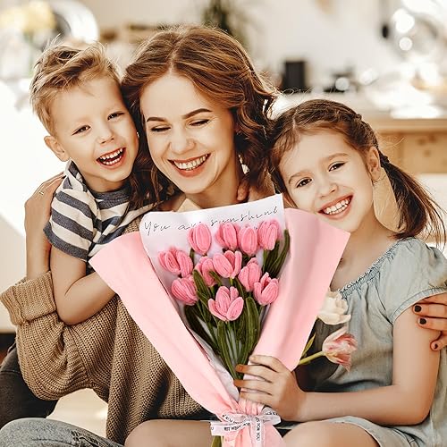 Miniatura 6 de iCraftine 200 piezas de limpiadores de tuberías suministros de manualidades, tallos de chenilla, kit de ramo de tulipanes con tutoriales en video