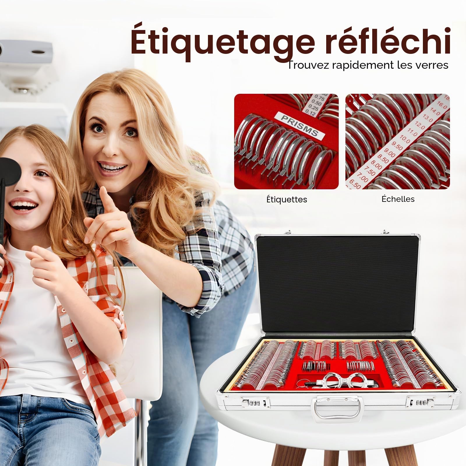 SHZICMY Kit de 266 lentilles de test optiques pour optométrie avec cadre de test, argenté