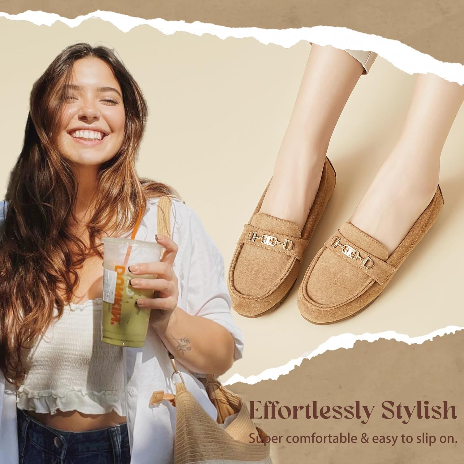 Loafers for Women Comfortable Slip On Flats with Memory Foam Insole for Daily Wearing - Image 2