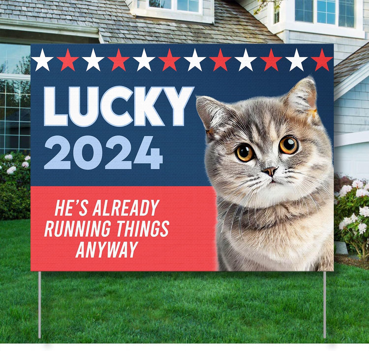 Personalized Pet Yard Signs Election 2024 Funny Sologan and Custom Photo, Welcome Yard Sign For Pet, Gift For Dog Cat Lovers
