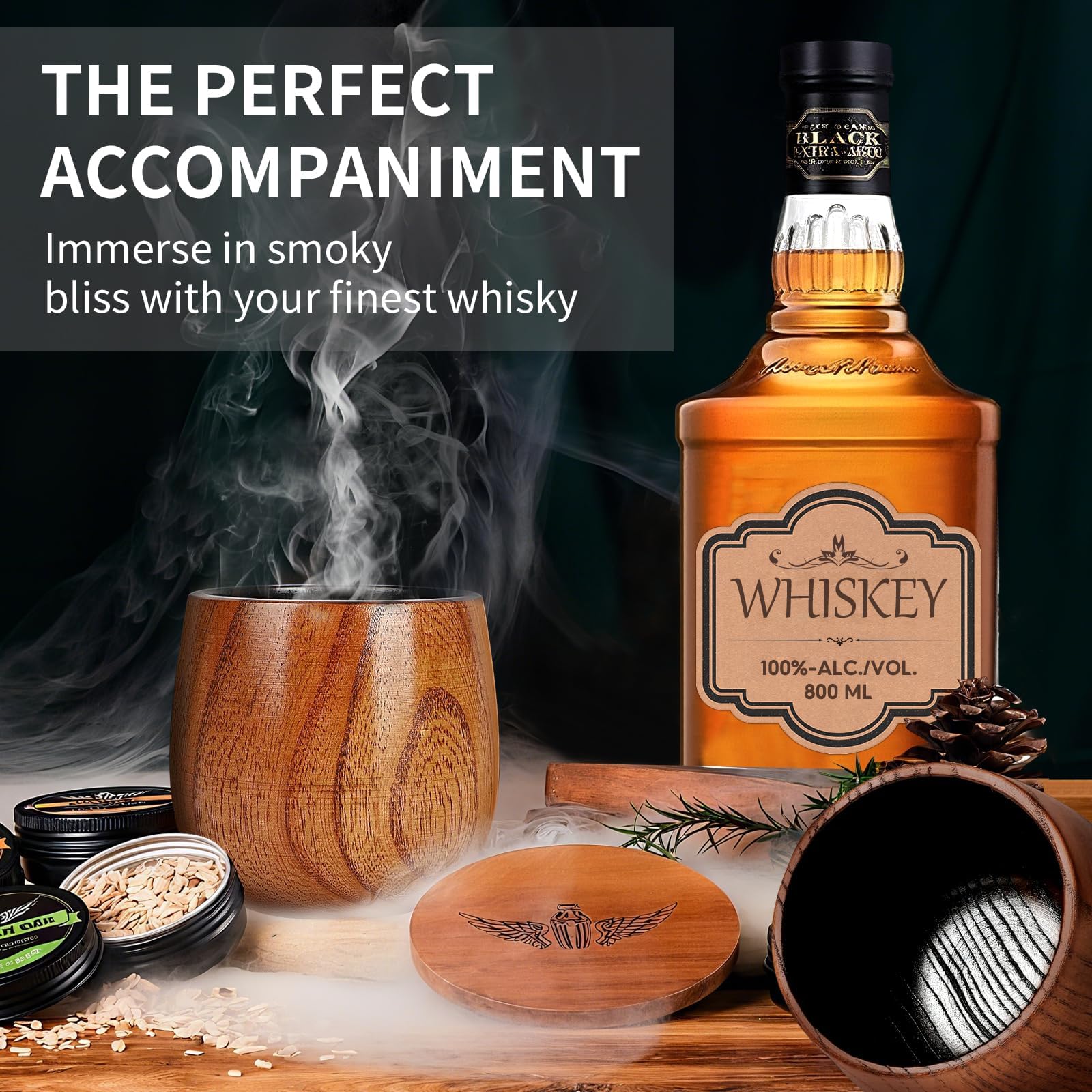 Verres à whisky en bois pour hommes – Verres à bourbon en bois carbonisé, parfaits pour les hommes qui ont tout, cadeau pour papa ou copain pour la Fête des pères, anniversaire, Noël