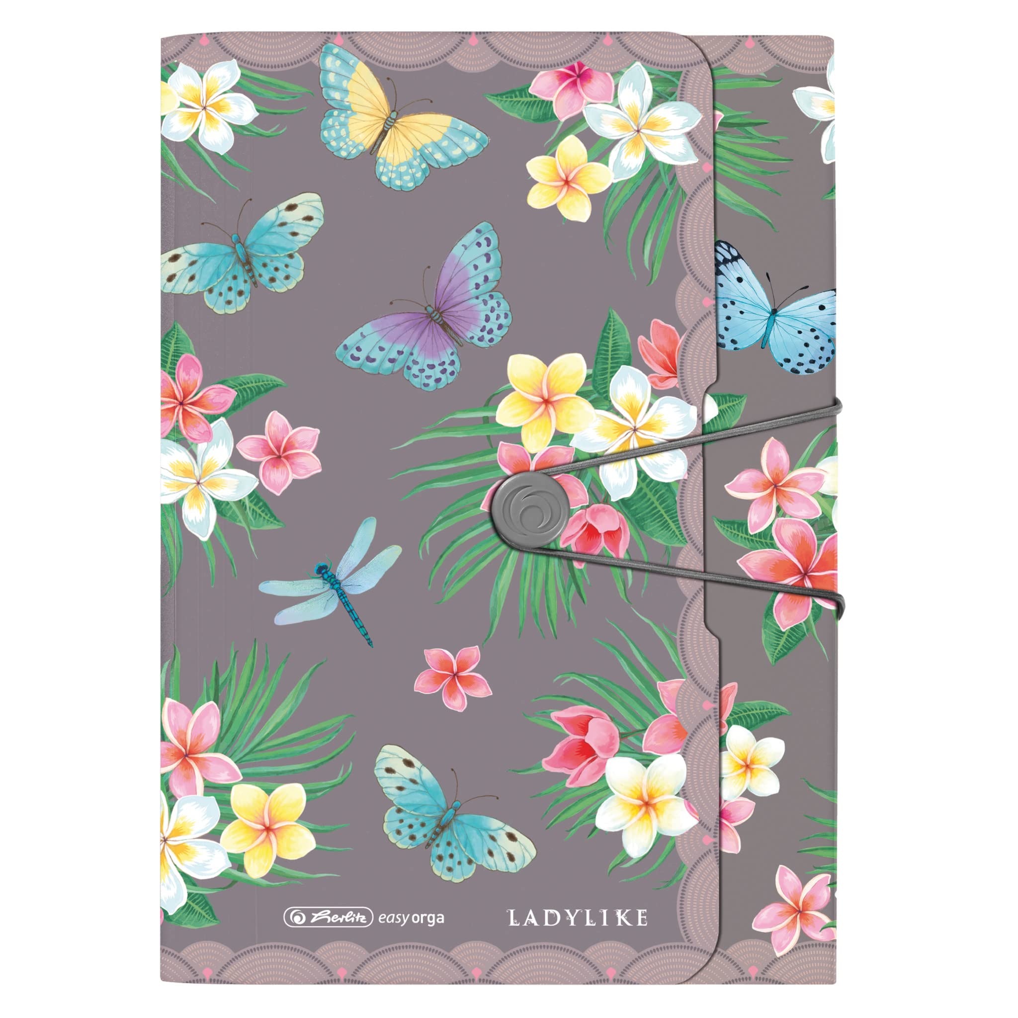 herlitz Easy Orga to Go Expanding File with 12 Stretchy Compartments, Grey Colourful