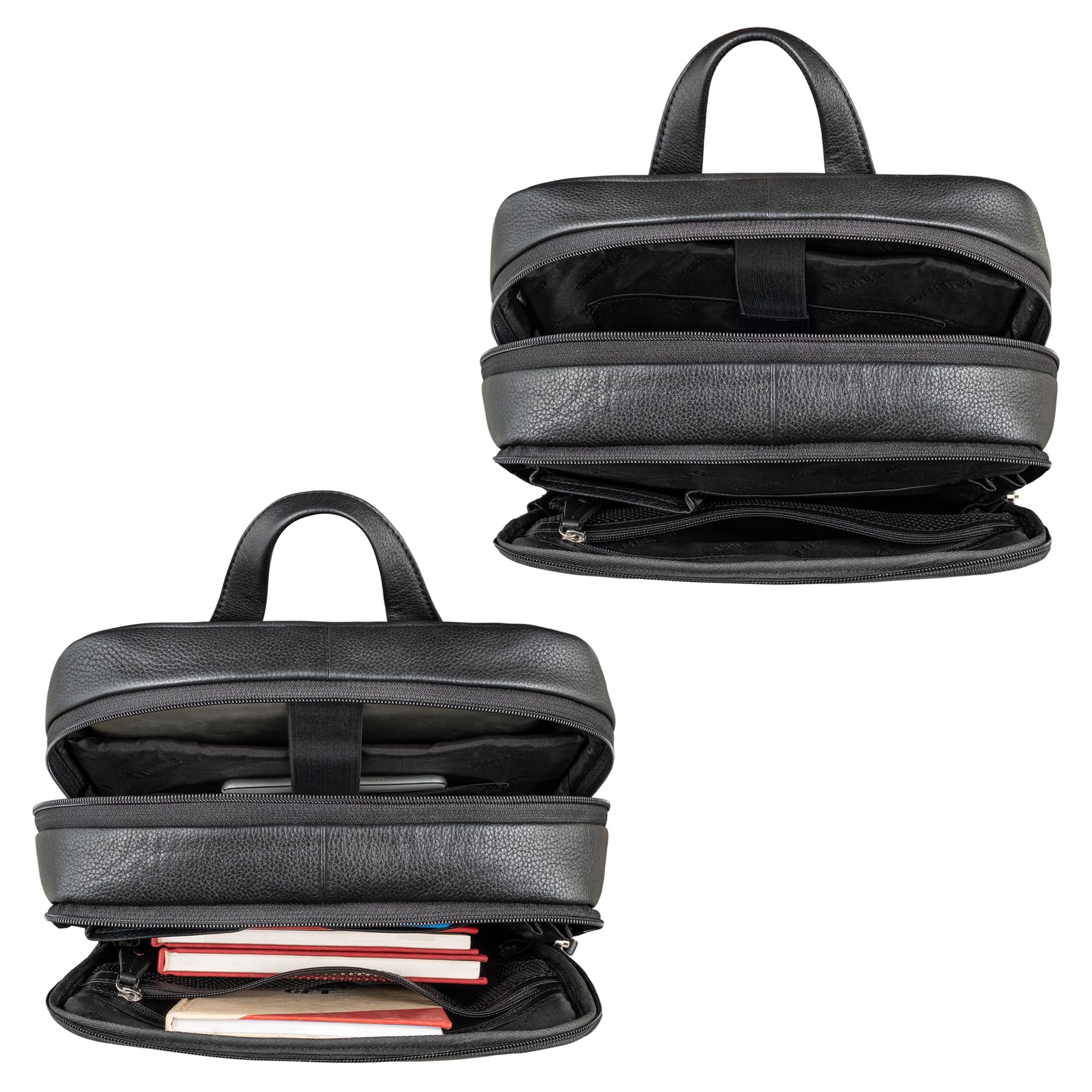 STILORD Leo Sac à Dos à Main avec Ventilation Dorsale Sac à Dos en Cuir pour Ordinateur Portable 15,6 Pouces Sacs à Dos de Jour Couleur:Noir