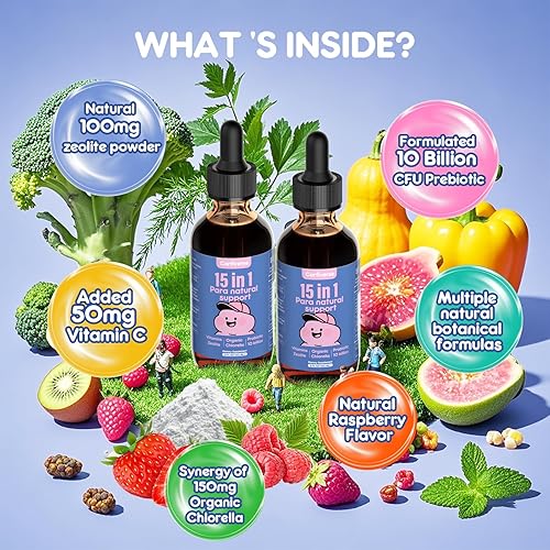 Miniatura 2 de Limpieza de Parásitos para Humanos y Niños, Limpieza de Parásitos para Niños, Gotas Líquidas de Desintoxicación de Zeolita, Fórmula de Limpieza y