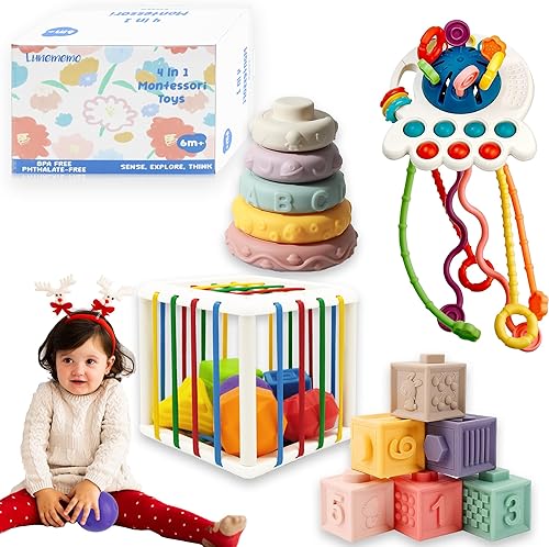 Miniatura 1 de Juguetes Montessori 4 en 1 para 6-12-18 meses, juguetes para bebés para niños pequeños de 1 a 3 años, 19 unidades