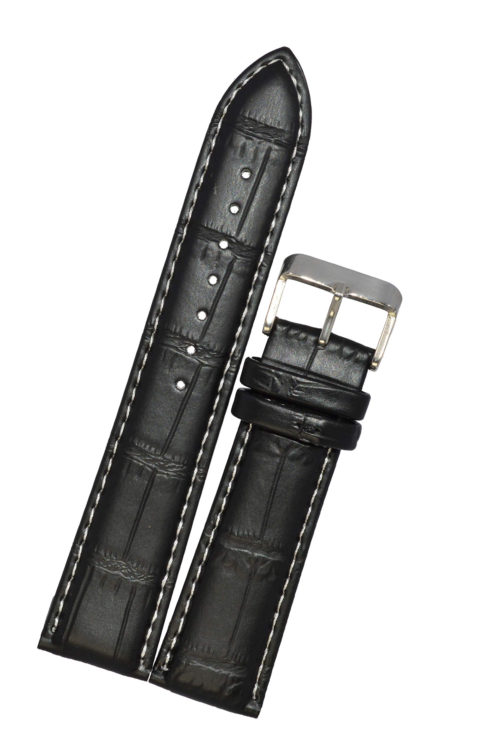 SURU® 20mm Padded White Stitch Ogive Tip Leather Watch Strap/Watch Band (Width- 20mm /Colour- Black) D693N (B0C1KPJJ1J) Amazon Price History, Amazon Price Tracker