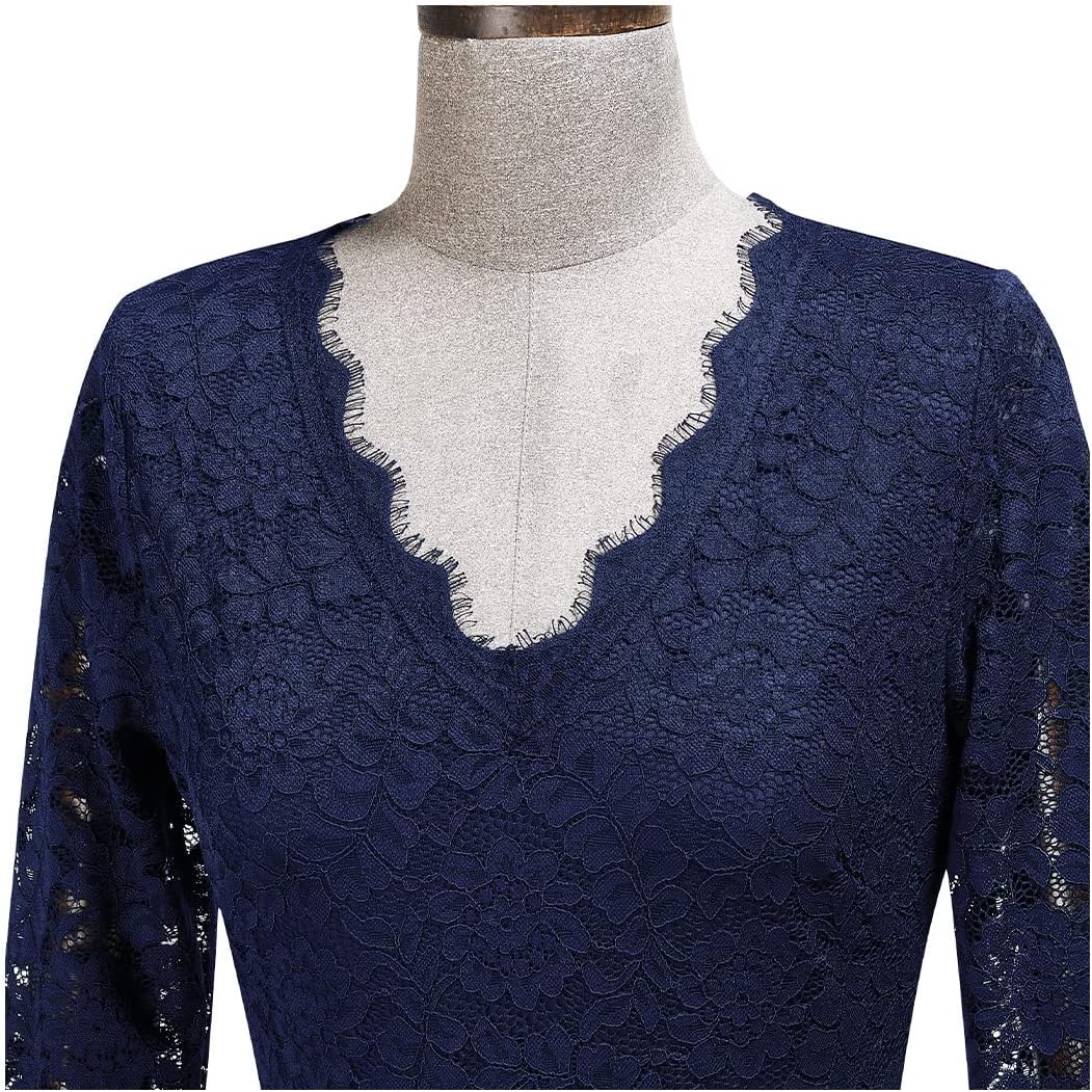 MISSMAY Women's Formal Floral Lace 2/3 Sleeves Long Evening Party Maxi Dress - Image 6