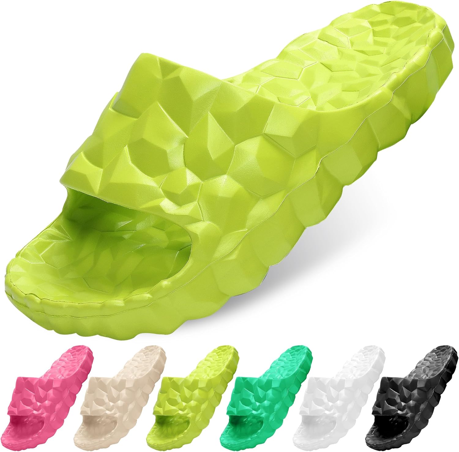 (10-11 Women/8.5-9.5 Men ) Slides for Women and Men Cloud Slippers for Women Shower Shoes Pillow Slippers Beach Slides Cloudies Slippers Bathroom Sandals Eva slides Women Archies slides Women slides Comfort Thick Soft Sole Size Toxic-green