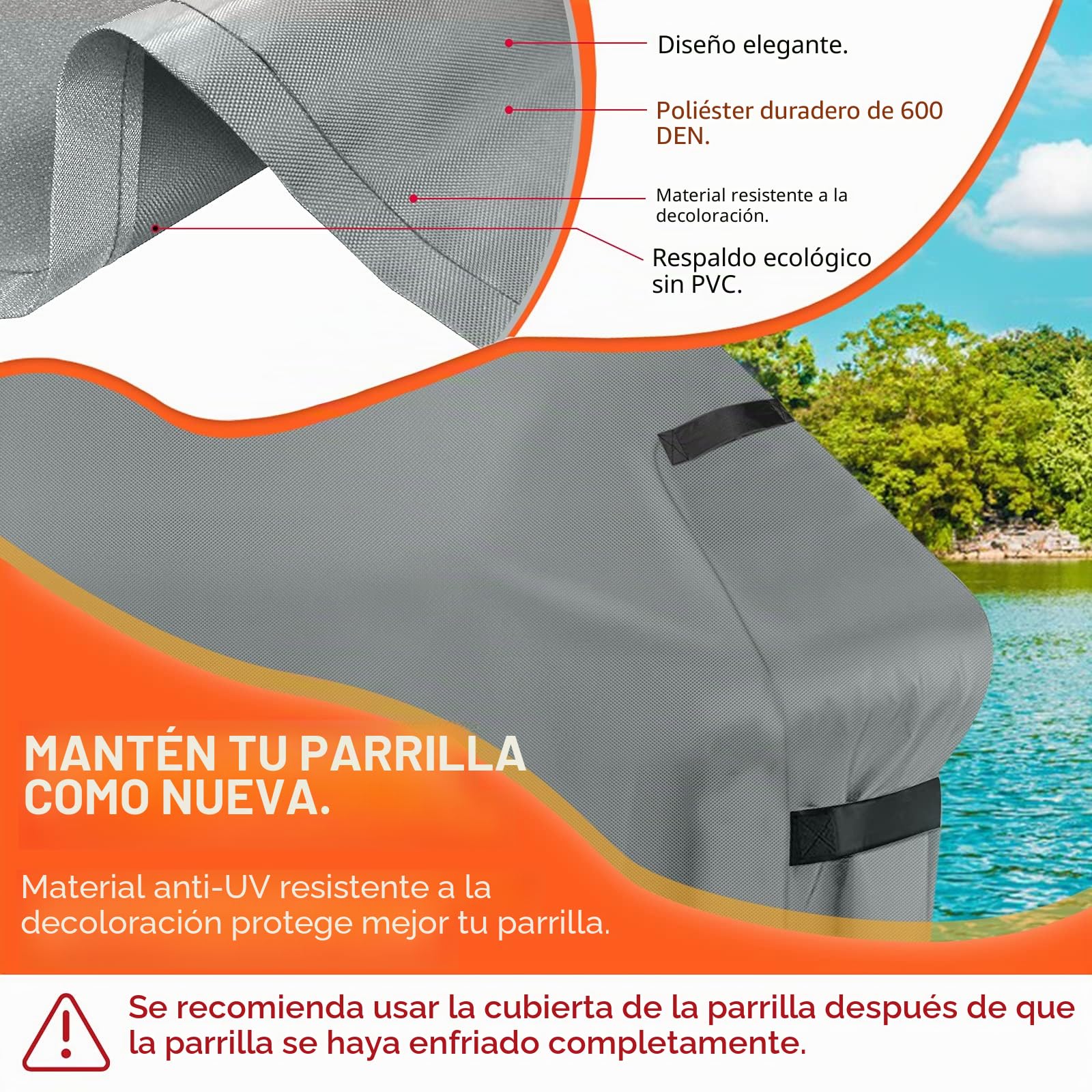 GARPROVM - Funda para Barbacoa, Lona de Gas de 147 x 61 x 122 cm, Funda Protectora para Barbacoa Exterior 600D, Tejido Oxford Impermeable protección Solar, Barbacoa Cubierta para Weber, Char-Broil,