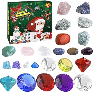 Advent Calendar 2023 Rocks, Advent Calendar Countdown Calendar Crystals for Kids, Natural Mineral Stone Ore Advent Calendar,Stone Learning Collection, The Best Gift for Boys, Girls (F)