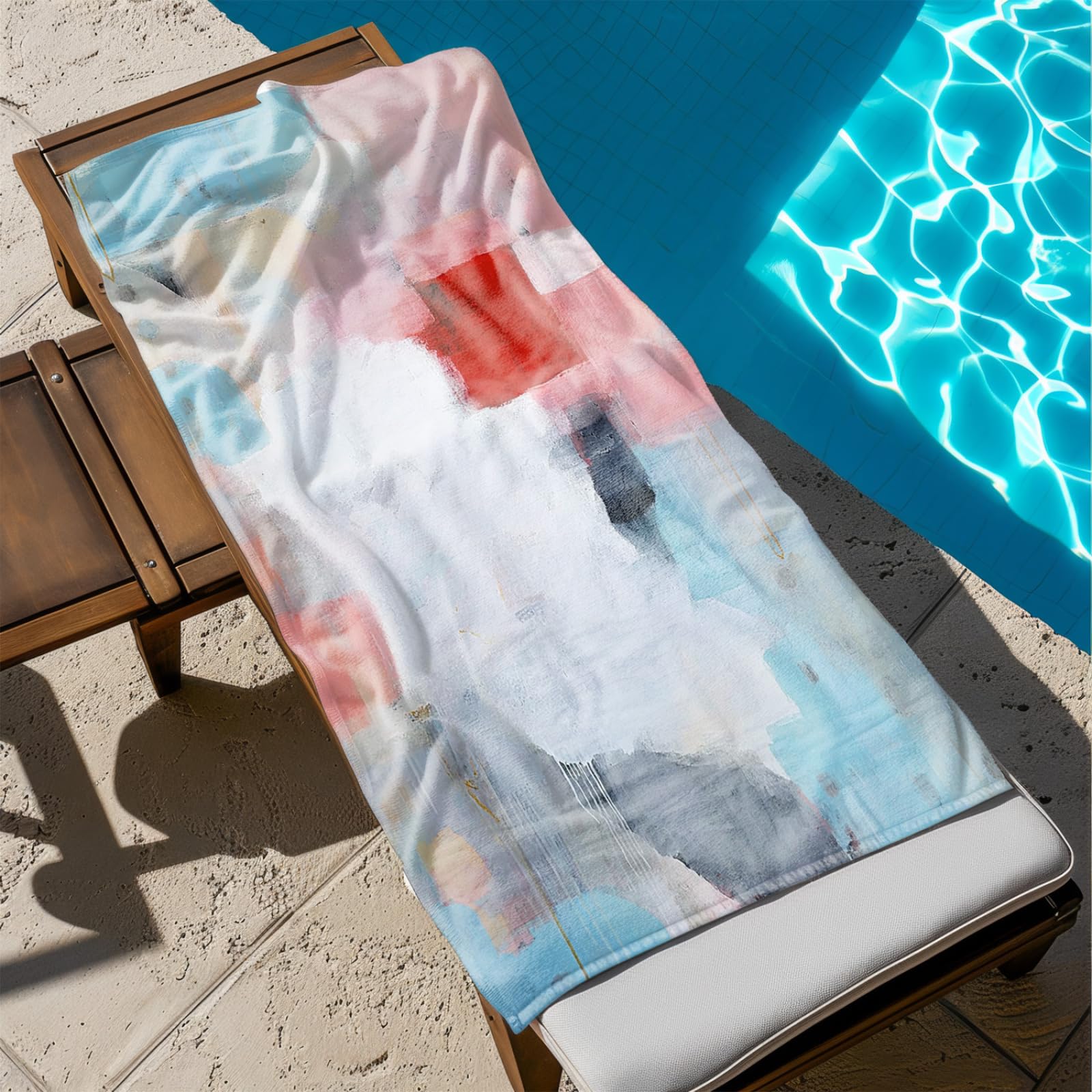 Générique Serviette Microfibre Plage Bleu Clair Rouge