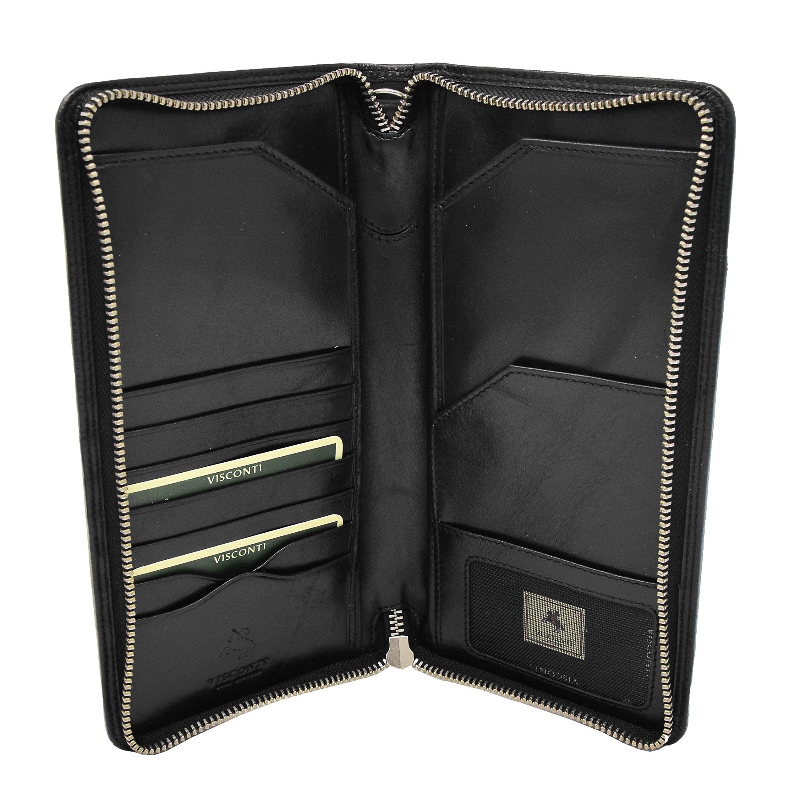 DR433 - Cartera de viaje para pasaporte de piel, color negro, Black, S, Casual
