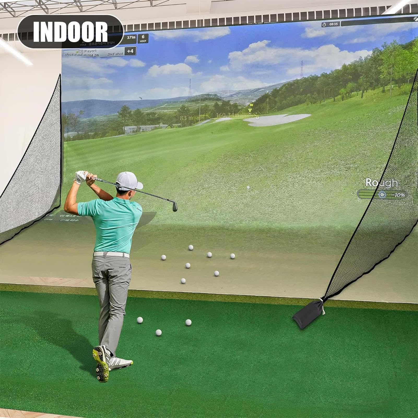 Golf Shank Net Attachment, Golf Shank Net Indoor, Golf Hitting Barrier Net, Sports Practice Net for Golf, Indoor Golf Net with Sandbag, Multi-Sport Practice Net, Golf Hitting Net for Home Use,