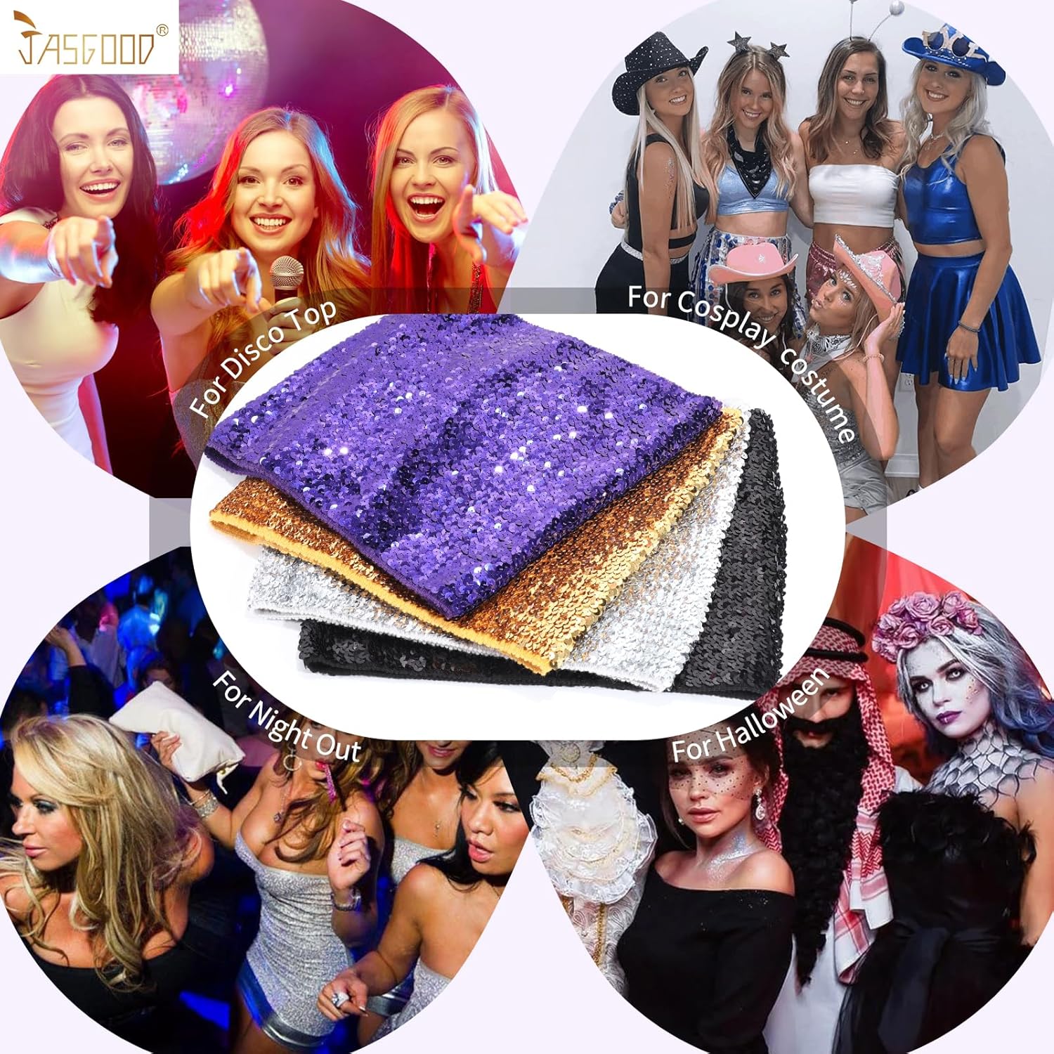 JASGOOD Sparkly Sequin Crop Tops for Women Metallic Tube Tops Strapless Glitter Mermaid Corset Top for Party Club - Image 3