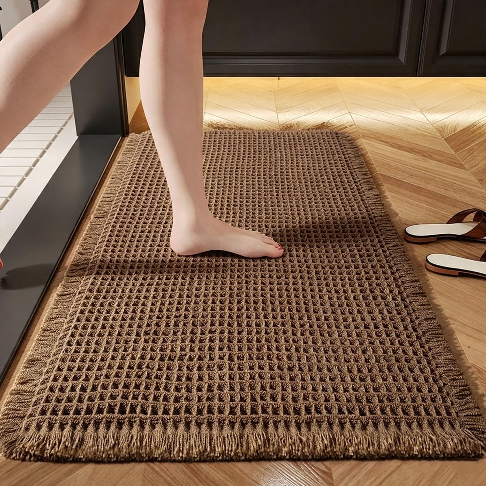 Tapis Absorbant Salle De Bain, Conception De Bord à Glands, Polyester