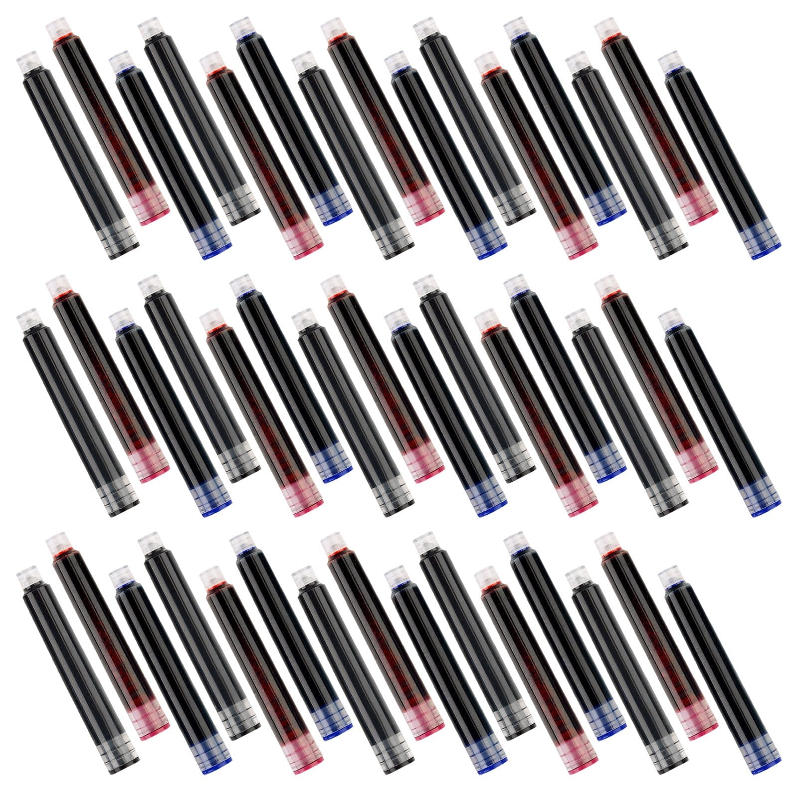 Cabilock 450 Unidades Cartuchos de Tinta Material Plástico para Pluma Estilográfica de 3.4 Mm, Recarga Estable Colores Azul, Negro y Rojo y Adecuado para Exámenes y Uso Escolar Uso Escolar