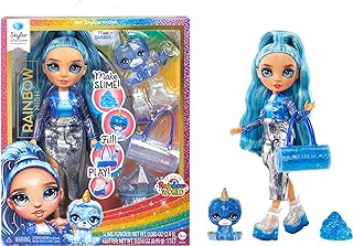 Skyler, Blue with Slime Kit & Pet, 11" Shimmer Posable Fashion Doll with DIY Sparkle Slime, Magical Yeti Pet, Fun Play Accessories. Great Toy Gift for Girls Kids Ages 4-12 Years