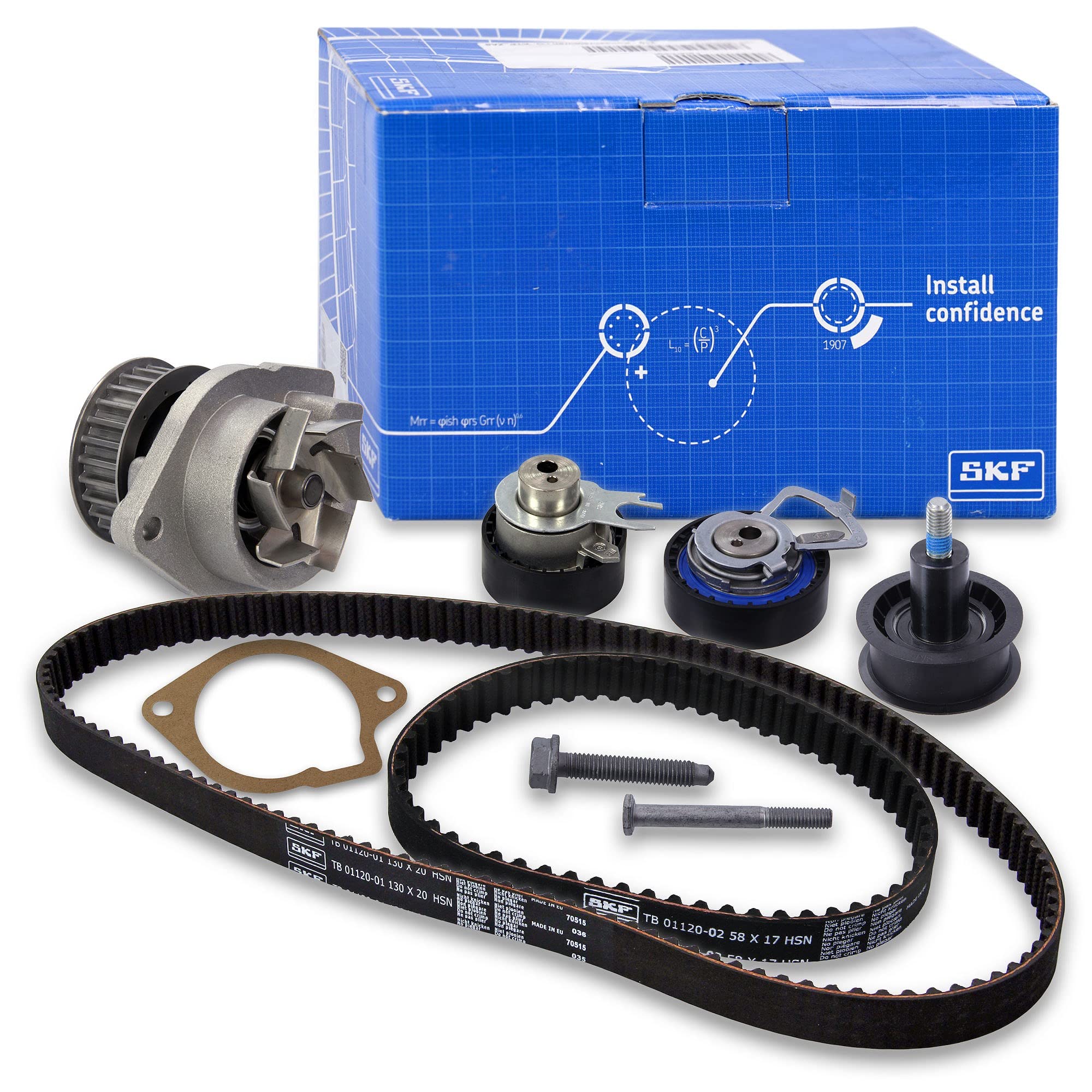 SKF VKMC 01122 Kit Tendicinghia con Pompa Acqua | Compatibile con: SEAT IBIZA III, IBIZA IV, IBIZA IV SC, SKODA FABIA I, FABIA I Combi, FABIA I Stufenheck, FABIA II