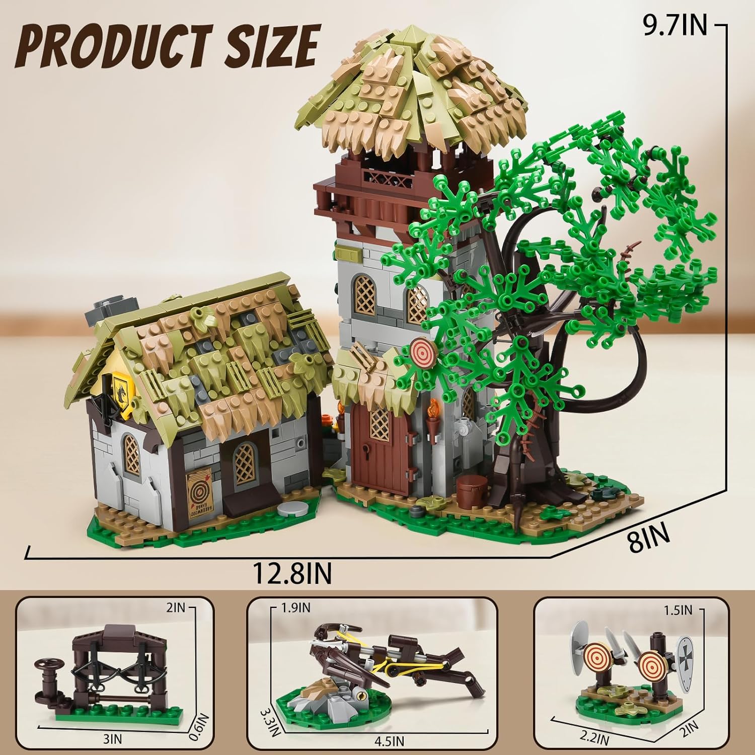 BNG Medieval Town Castle Building Set for Aduts,Knights Training Ground House Building Blocks Toy,Medieval Build and Display Model for Home Decor,Idea Gifts for Teen Kids Boys 8+(1109PCS)