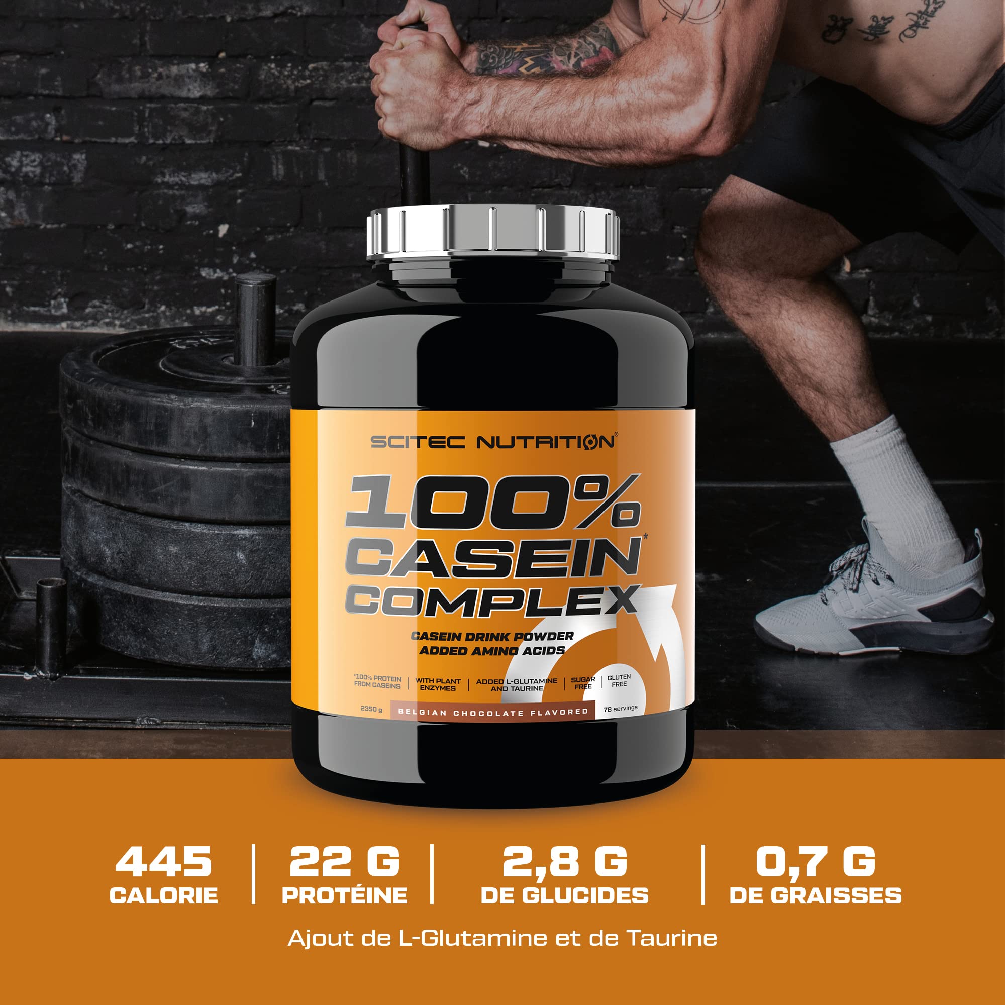 Scitec Nutrition 100% Casein Complex - Complexe de caséine à base de caséine micellaire - avec L-Glutamine, Taurine et Enzymes végétales, 5 kg, Chocolat belge