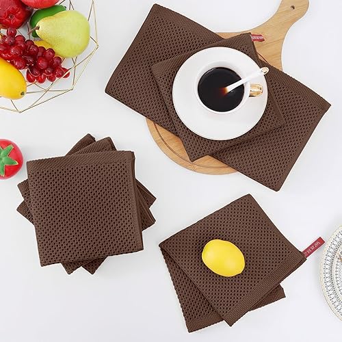 Miniatura 205 de Homaxy Trapo de cocina de 100% algodón, tejido de punto gofre, ultrasuaves, absorbentes, de secado rápido, para limpiar, 13 x 28 pulgadas, paquete