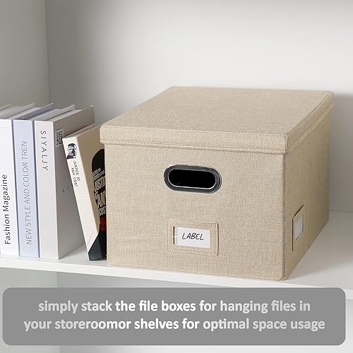 Miniatura 3 de Organizador de archivos, caja de almacenamiento plegable para oficina, caja de archivos con tapas, organizador de documentos para oficina y hogar,