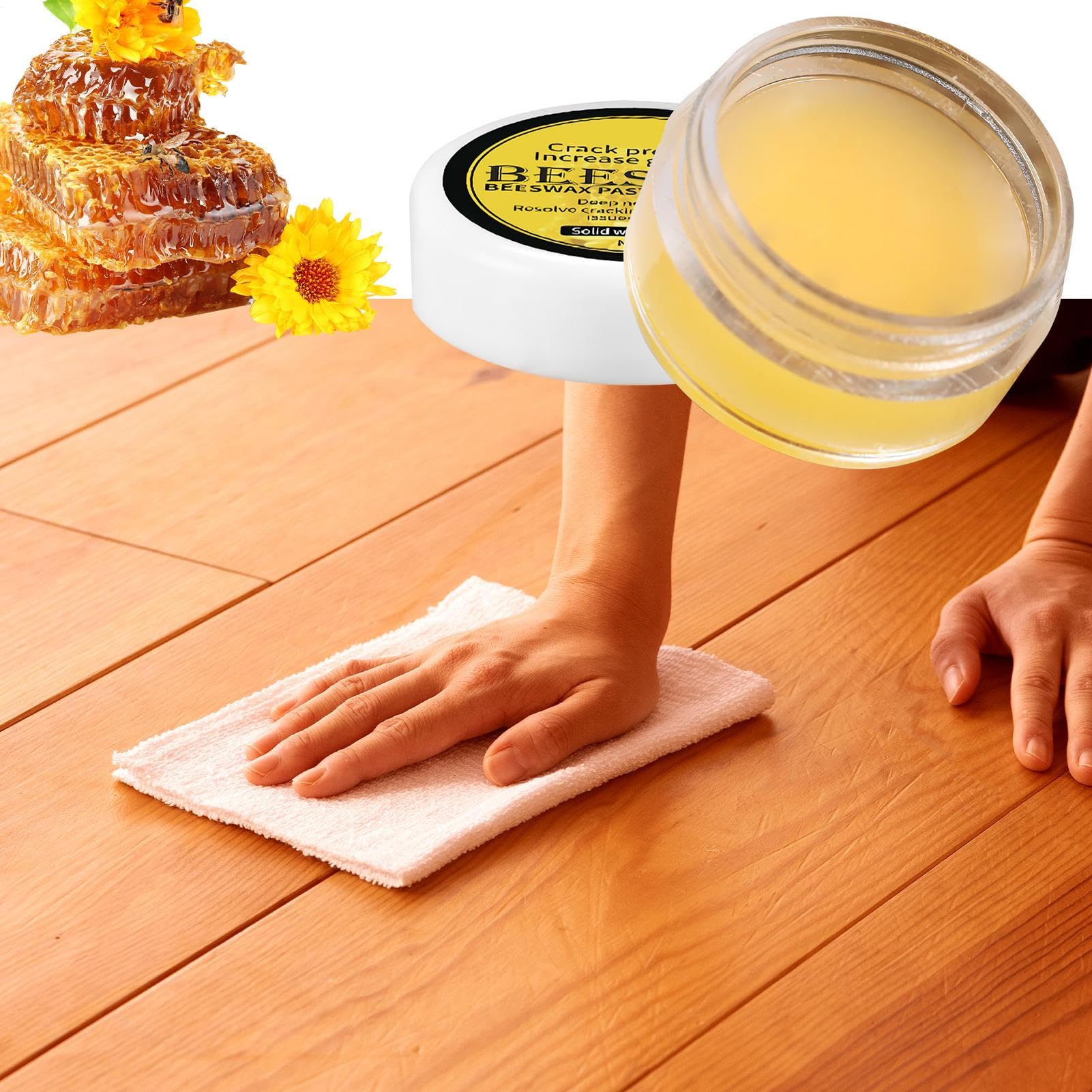 Lakier do drewna z wosku pszczelego, naturalny ochraniacz deski, od?ywka do mebli, bezpieczna formu?a, 3 x 3 x 0,63 cm), idealny do piel?gnacji desek, renowacji urz?dze? domowych