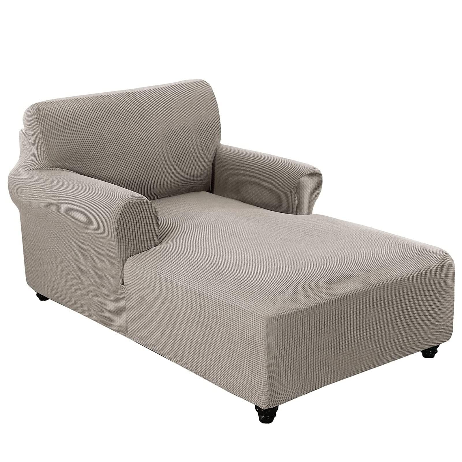Housse de chaise longue extensible salon avec double accoudoir couleur Tortora