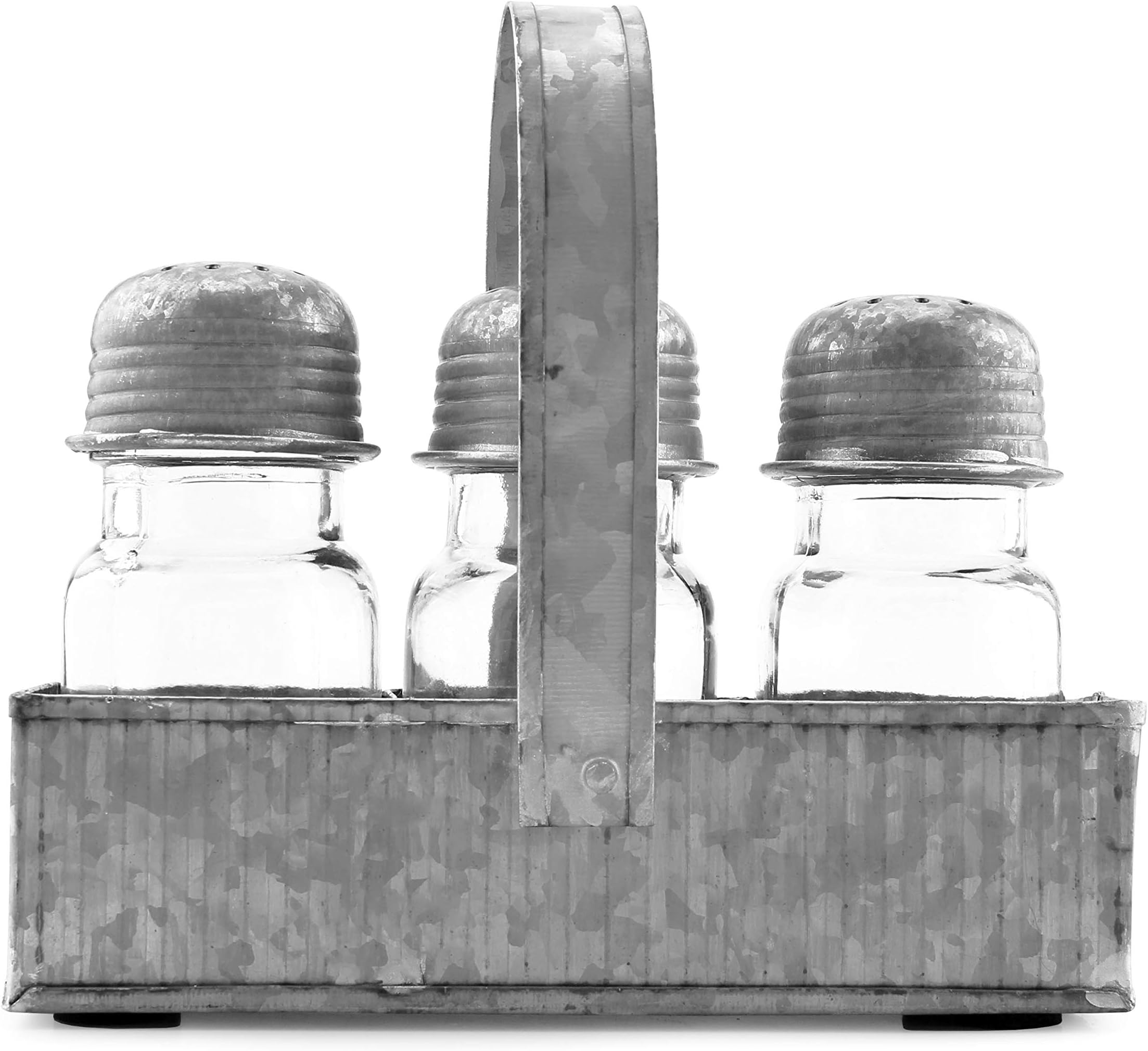 AuldHome Farmhouse Espresso Shaker Set (4-Piece Set); Retro Vintage Style Shaker Set with Caddy