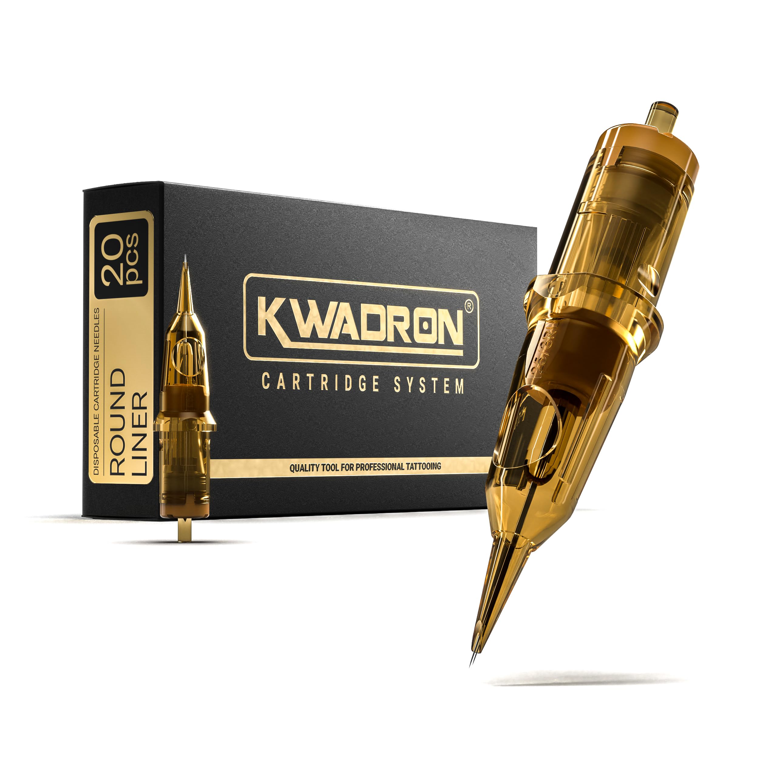Kwadron - Tattoo Nadeln Set Cartridges 20 Stück #10 0.30mm Round Liner - Long Taper, 30/5RLLT - Tattoo Zubehör, Supplies Cartridge Machine Pens - Tintenfluss für Konturen, präzise Linien