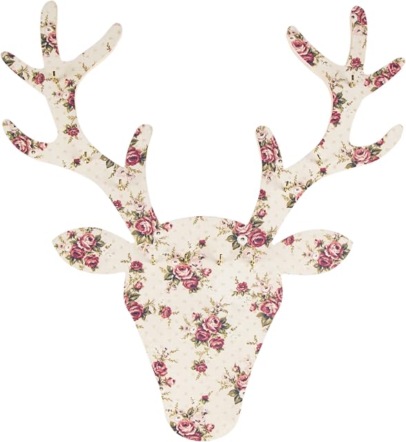 Sass & Belle Floral Lady Antoinette Stag Head Jewellery Hanger, Multi-Colour