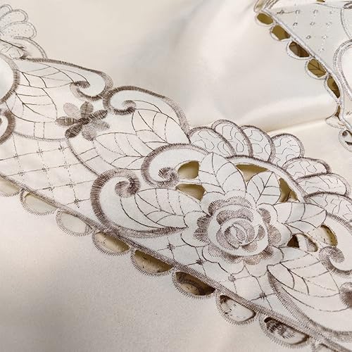 Miniatura 4 de Mantel cuadrado, resistente a las manchas y derrames, mantel de encaje bordado de flores, lavable para comedor, cocina, decoración del hogar