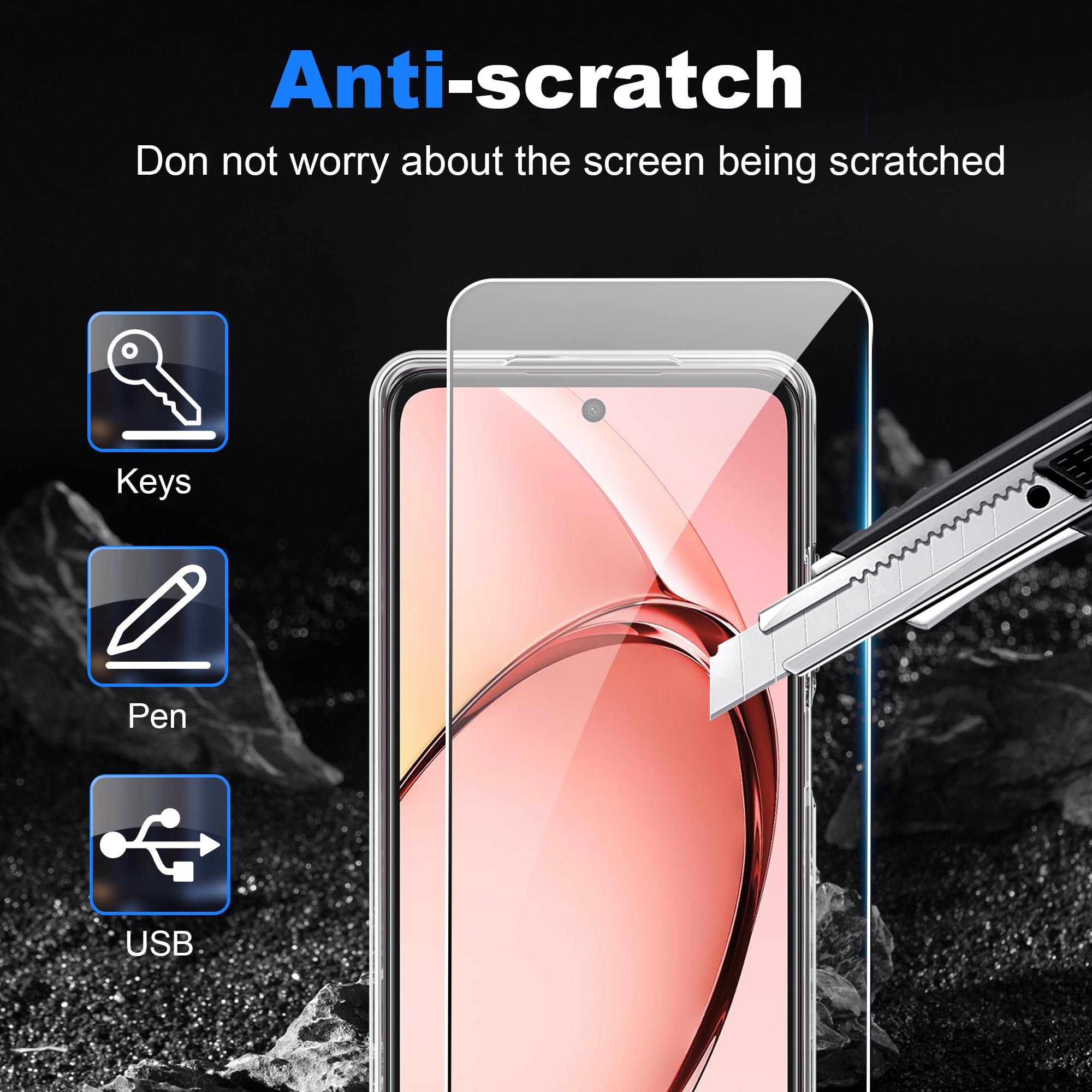 ILING Cover Trasparente Rossa Per OPPO A40 4G / A40M / A60 5G - Custodia 360° Antiurto Con Protezione Schermo Integrata E Bumper In TPU