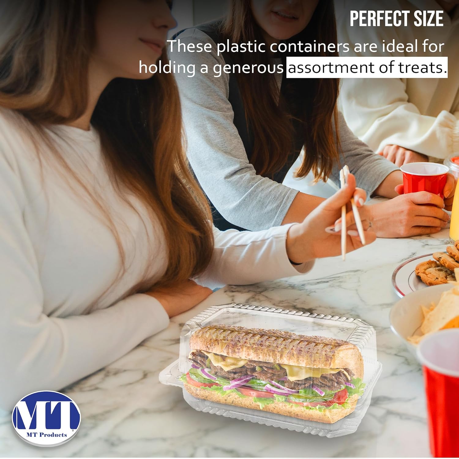 MT Products Clear Plastic Loaf Container 7.6" x 5.1" x 3.6" - Small Hoagie Container (Pack of 40) - Made in the USA - Image 4