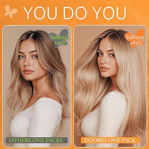 Miniatura 7 de DOORES - Extensiones de cabello humano con clip, color marrón ceniza claro, 12 pulgadas, 7 piezas de 80 g, extensiones de cabello humano grueso,