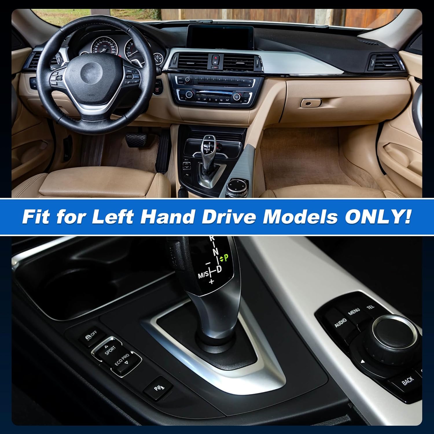 Gear Shift Panel Shifter Bezel Frame Cover for BMW 3 4 Series F30 F31 F34 F35 F32 F33 F36 No.51169234131 Center Console Control Panel Trim Black, Silver Tone