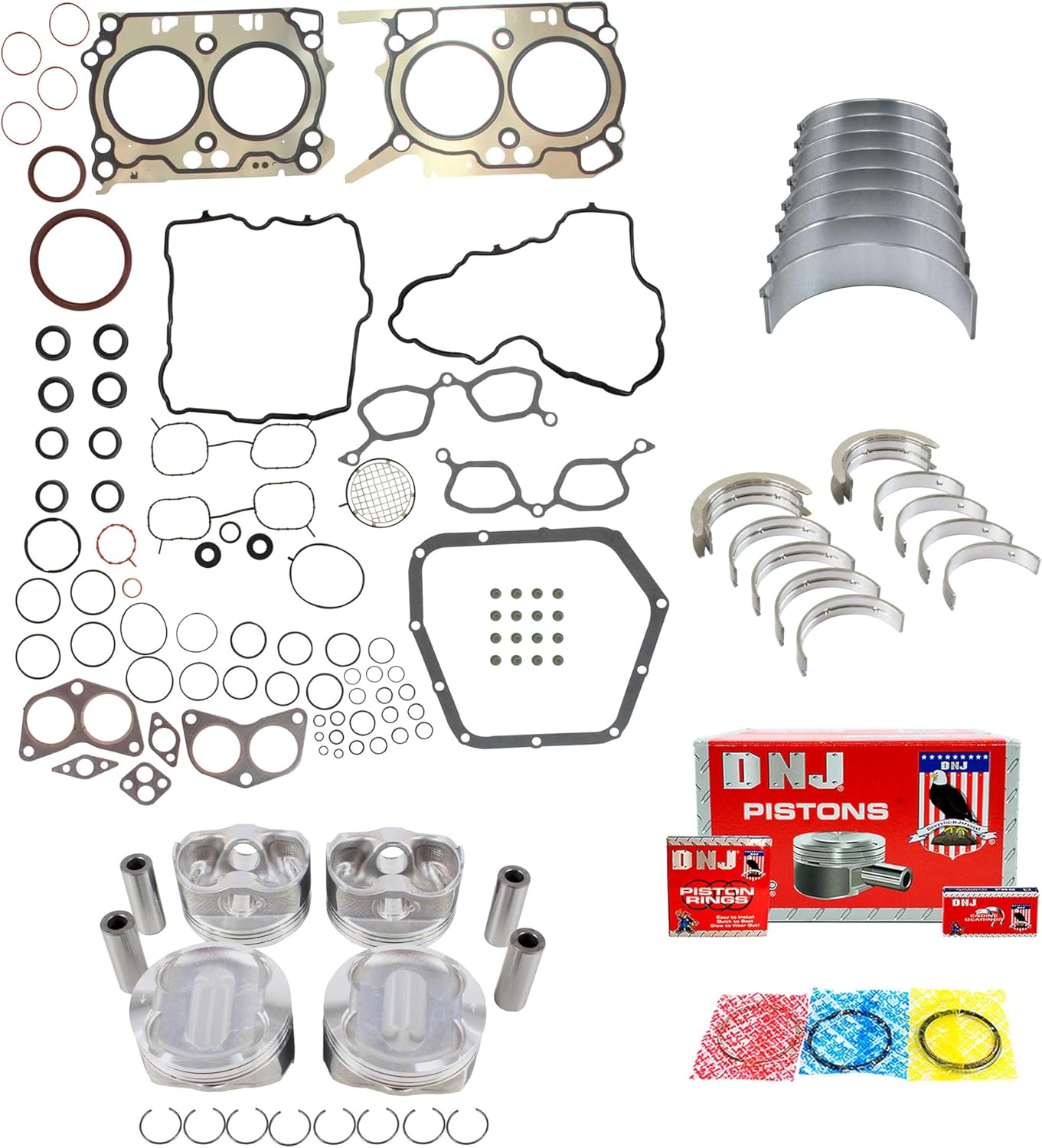 DNJ EK4348 Engine Rebuild Kit for 2011-2015 Subaru Forester 2.5L H4 16V DOHC 2498cc
