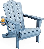 Vista 100 de Juego de sillas Adirondack plegables KINGYES de 2, Silla plegable Adirondack de HDPE para todo clima, Café