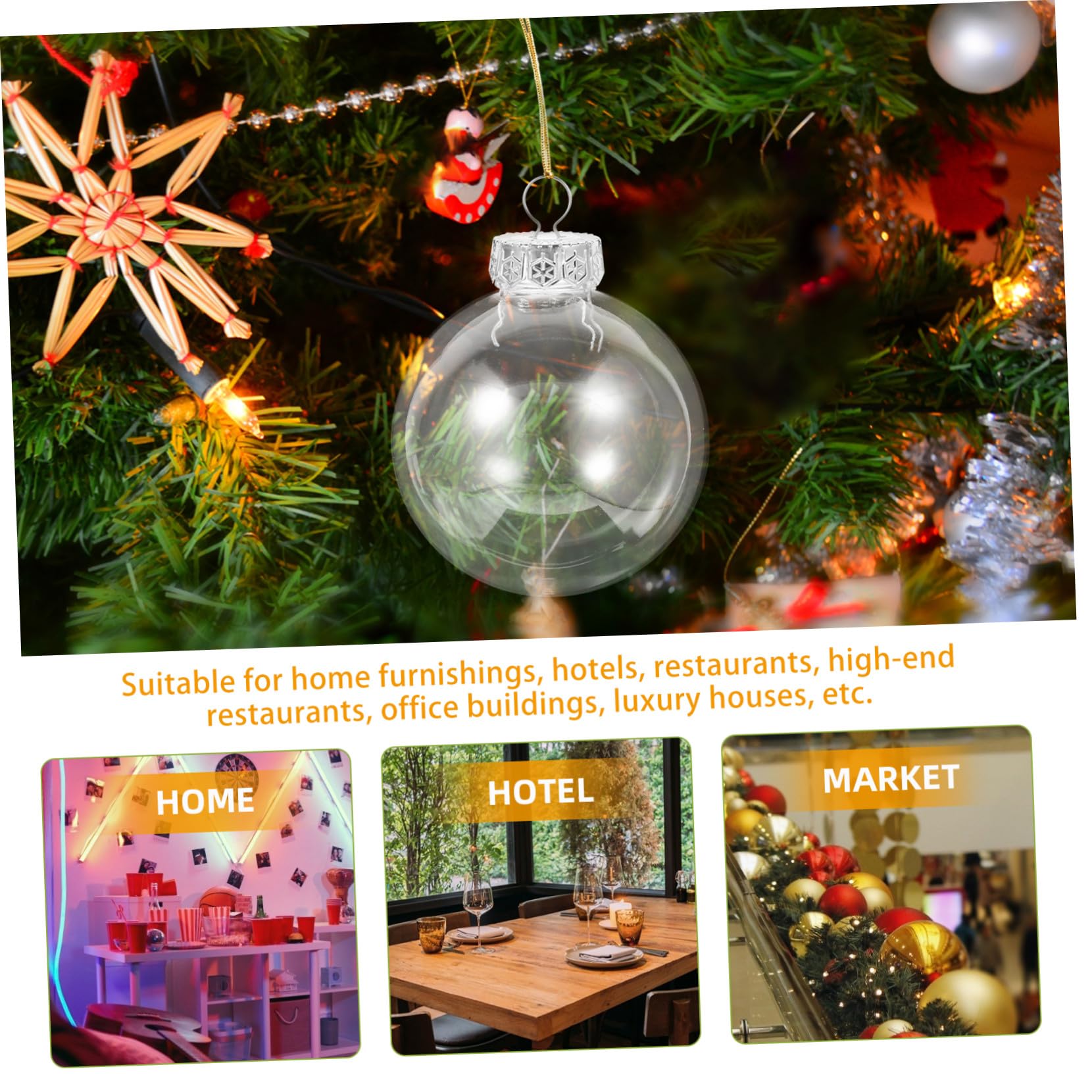 20pezzi Palline di Natale Trasparenti Decorative Palla per Albero Accessorio per Festa di Compleanno Palla per Albero di Natale