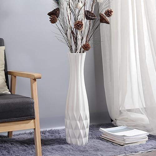 Miniatura 6 de Jarrón de cerámica blanca grande de 24 pulgadas para suelo, decoración moderna del hogar, sala de estar, oficina, dormitorio, cocina, boda, casa,