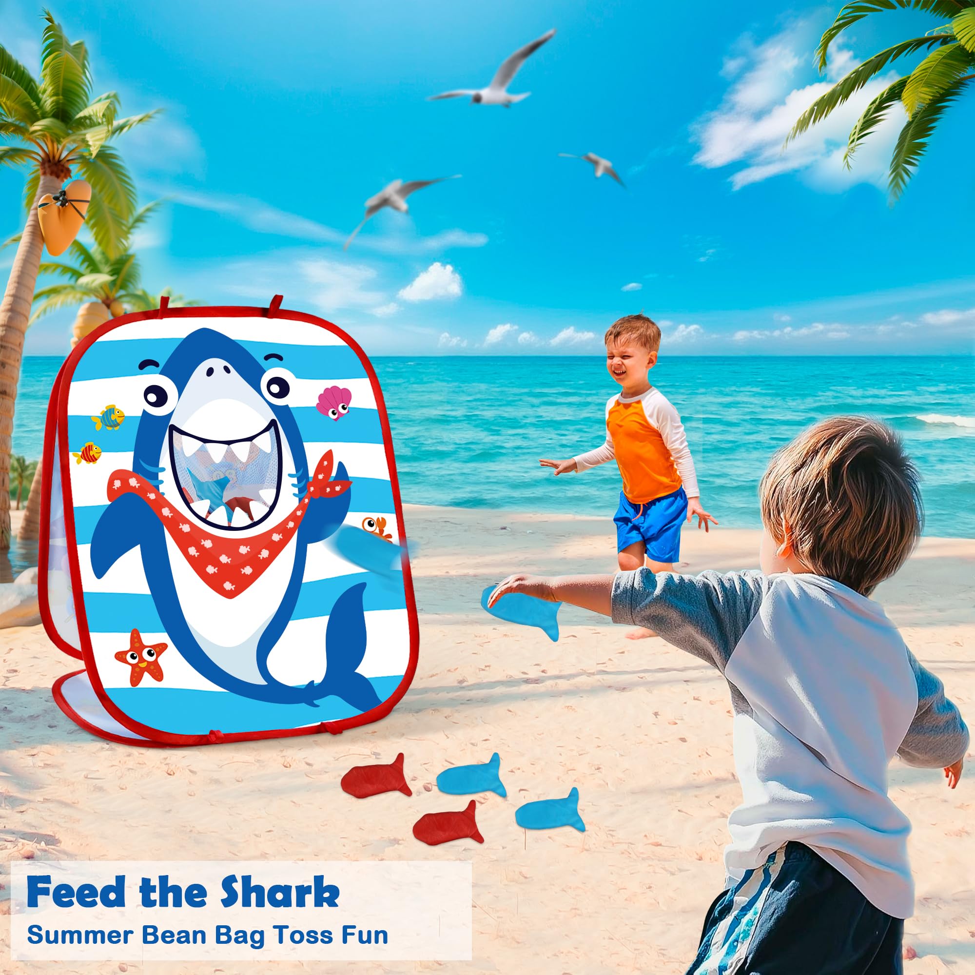 Bean Bag Toss Outdoor Outside Games Toys for Kids Ages 4 8 Under The Sea Summer Kids Outdoor Games Shark Toys Dart Game for Toddlers 3-5 Beach Ocean Themed Party Gifts for Boys Girls Family Yard Game - Image 4