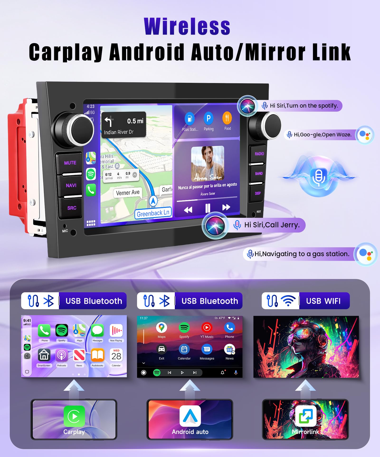 VECHTEL Autoradio pour Opel Corsa C/D Zafira B Astra H Meriva Vivaro Signum Comb, 7 Pouces IPS Écran Tactile Auto Radio avec CarPlay Android Auto sans Fil Bluetooth Radio FM/AM/RDS Caméra de Recul