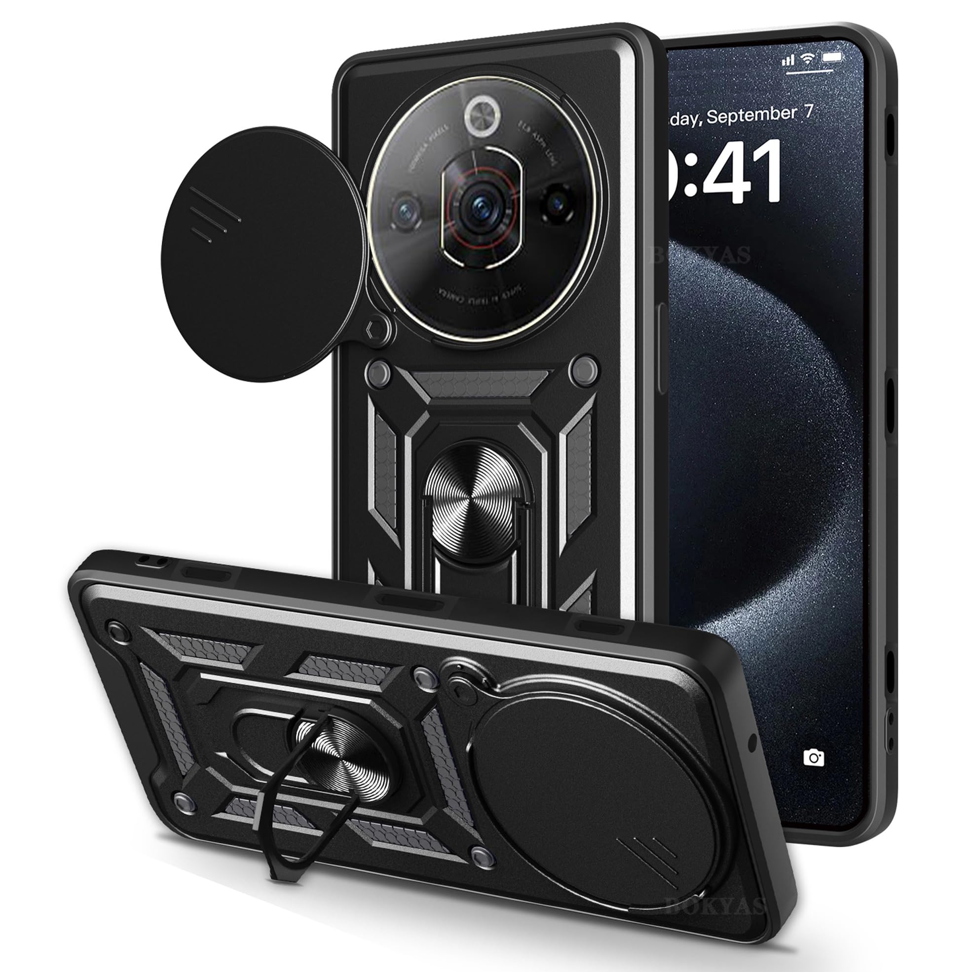 Cover ZTE Nubia Focus 5G/Blade A75 5G Con Protezione Fotocamera Scorrevole E Supporto Ad Anello + Magnetico - 4