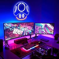 Vista 2 de Kavaas Letrero de Neón para Videojuegos, Letrero de Neón de Hongo para Decoración de Sala de Juegos, Cueva de Hombre, Habitación de Niños