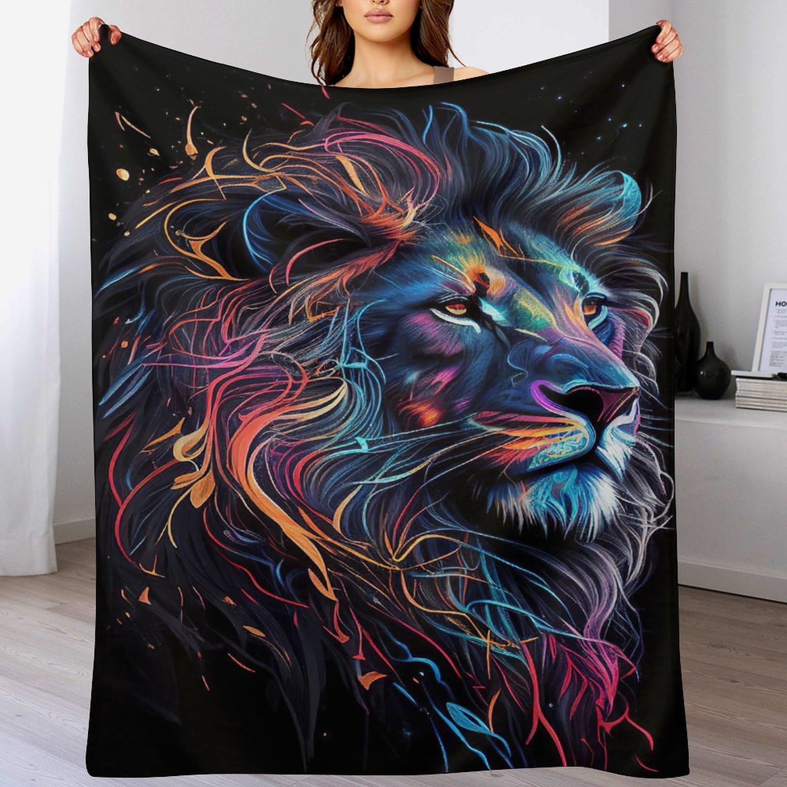Manta de león térmica manta suave para sofá reversible y colcha de salón
