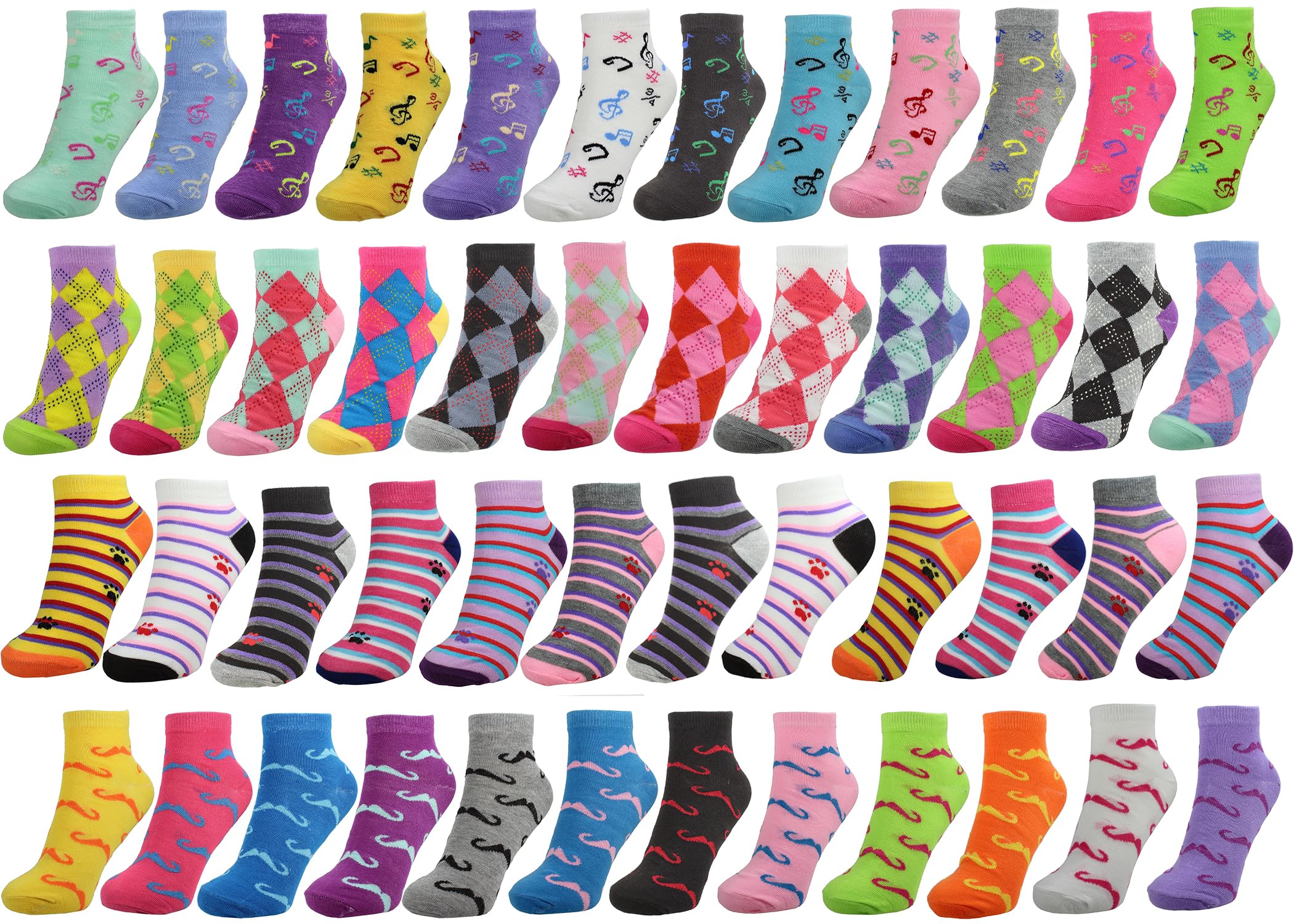 Gelante 48-Pack Women's Ankle Socks, Comfortable Lightweight Breathable Athletic Bulk Pack Wholesale